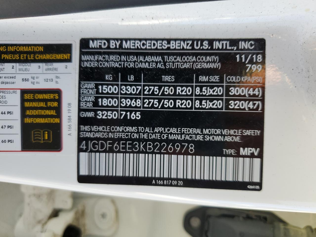 2019 Mercedes-Benz Gls 450 4Matic VIN: 4JGDF6EE3KB226978 Lot: 70892125