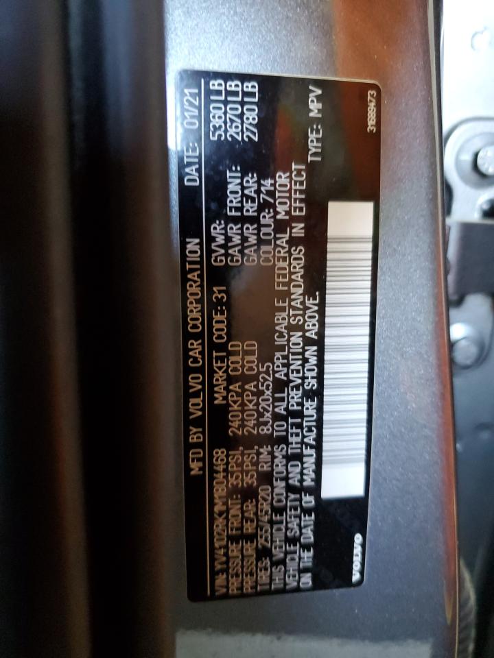 2021 Volvo Xc60 T5 Momentum VIN: YV4102RK1M1804468 Lot: 81704325