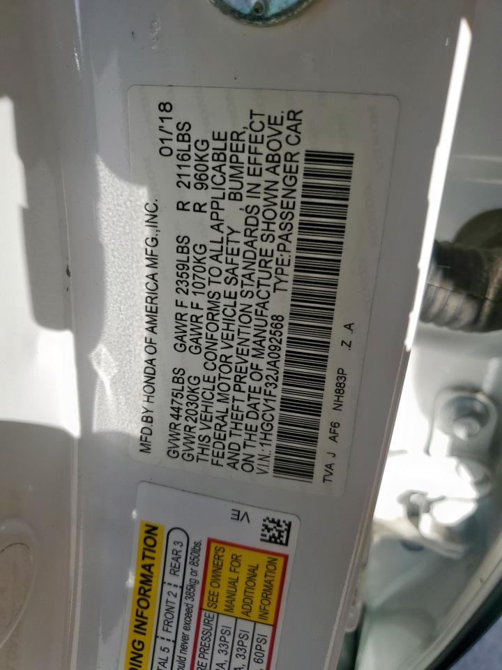 2018 Honda Accord Sport VIN: 1HGCV1F32JA092568 Lot: 84208195