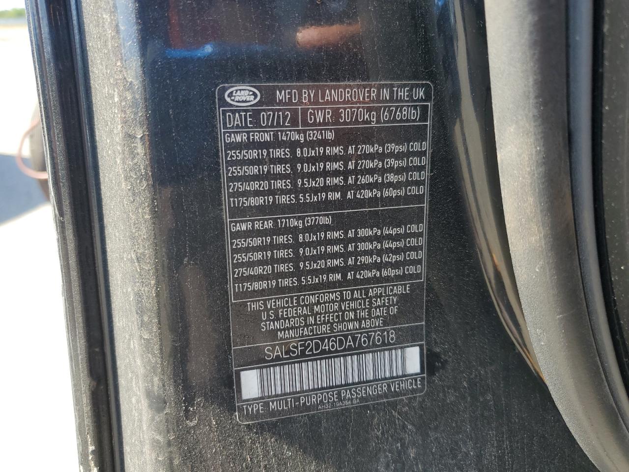 2013 Land Rover Range Rover Sport Hse VIN: SALSF2D46DA767618 Lot: 81637645