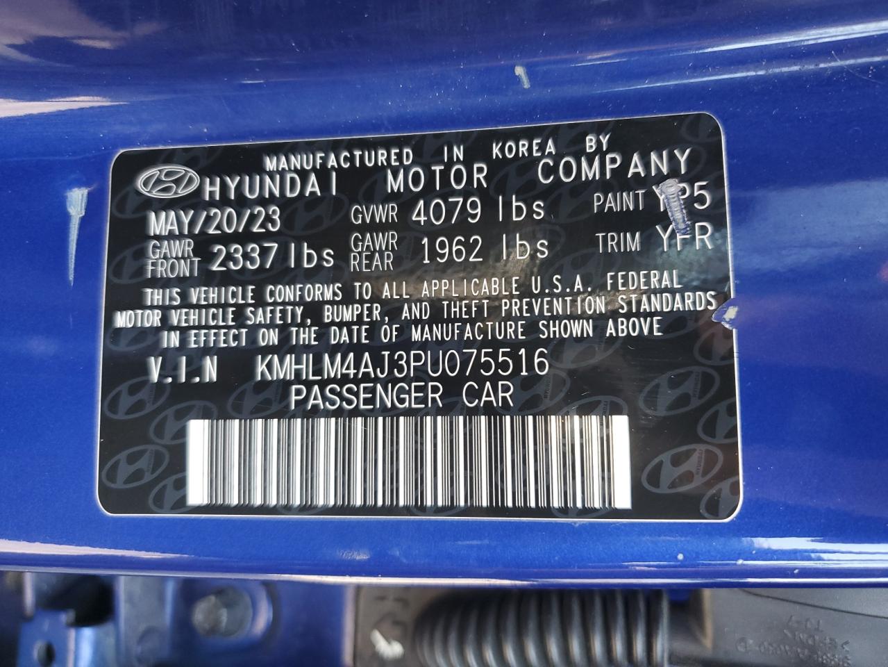 2023 Hyundai Elantra Blue VIN: KMHLM4AJ3PU075516 Lot: 81675835