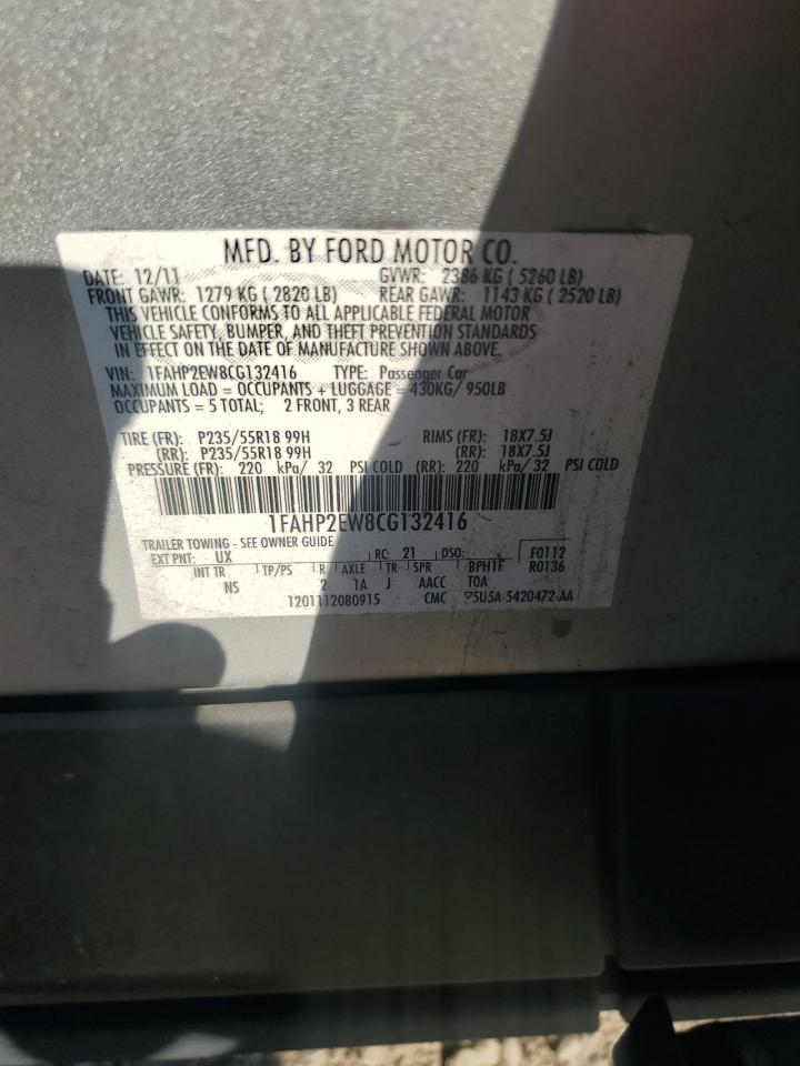 2012 Ford Taurus Sel VIN: 1FAHP2EW8CG132416 Lot: 71006835