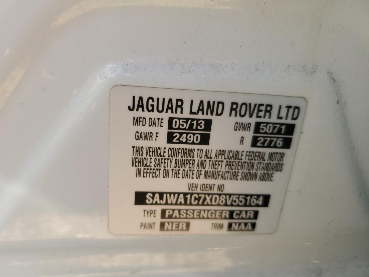 2013 Jaguar Xj VIN: SAJWA1C7XD8V55164 Lot: 80382115