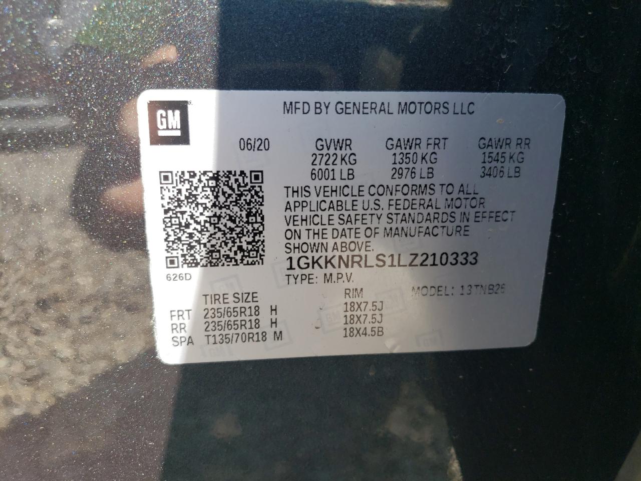 2020 GMC Acadia Sle VIN: 1GKKNRLS1LZ210333 Lot: 71426975