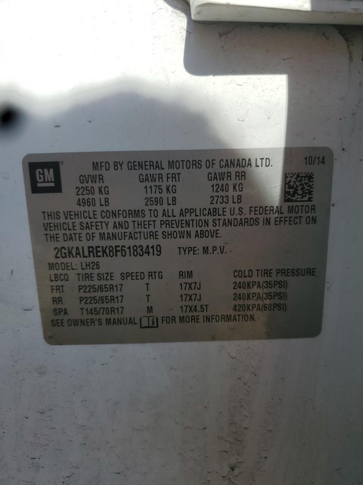 2015 GMC Terrain Sle VIN: 2GKALREK8F6183419 Lot: 84439855