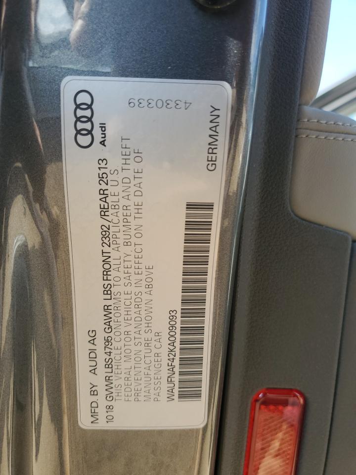2019 Audi A4 Prestige VIN: WAUFNAF42KA009093 Lot: 80757465