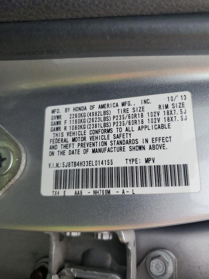 2014 Acura Rdx VIN: 5J8TB4H33EL014155 Lot: 82143055
