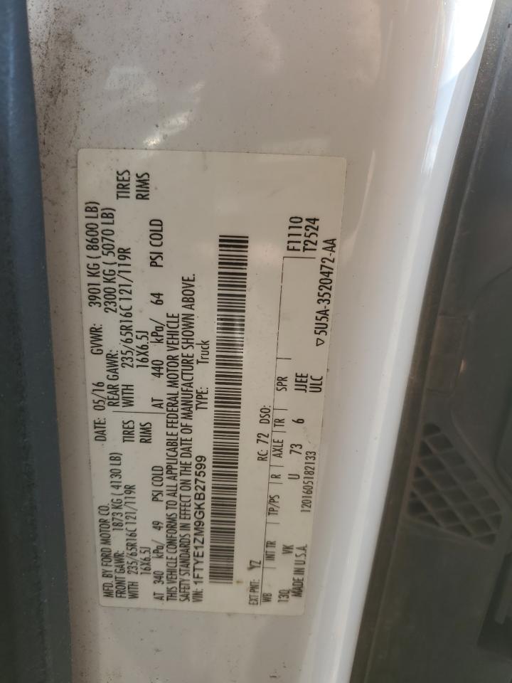 2016 Ford Transit T-150 VIN: 1FTYE1ZM9GKB27599 Lot: 80208485