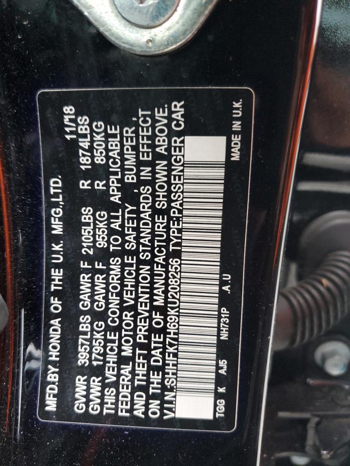 2019 Honda Civic Ex VIN: SHHFK7H69KU208256 Lot: 84233925