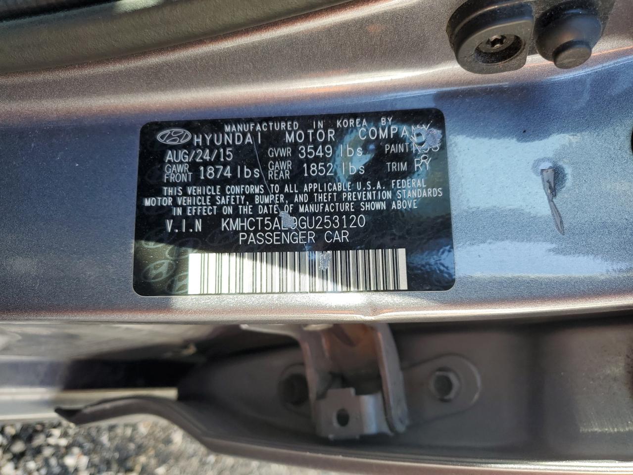 2016 Hyundai Accent Se VIN: KMHCT5AE9GU253120 Lot: 84178285