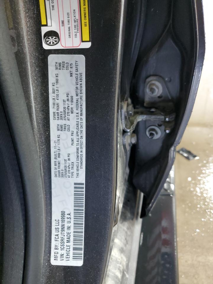 2022 Ram 1500 Laramie VIN: 1C6SRFJT9NN169980 Lot: 81084335