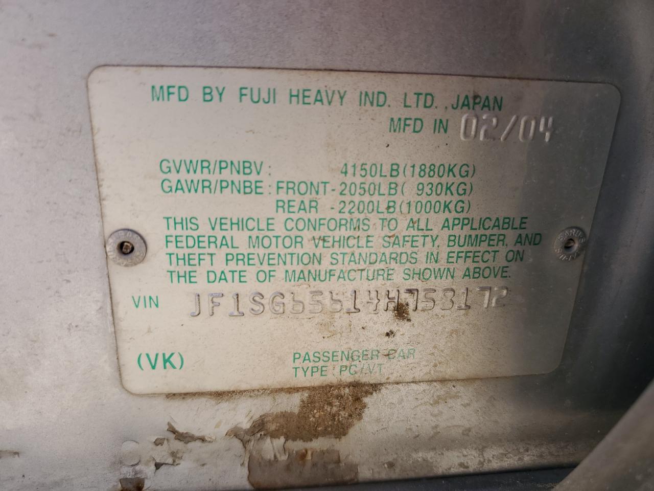 2004 Subaru Forester 2.5Xs VIN: JF1SG65614H758172 Lot: 65046635