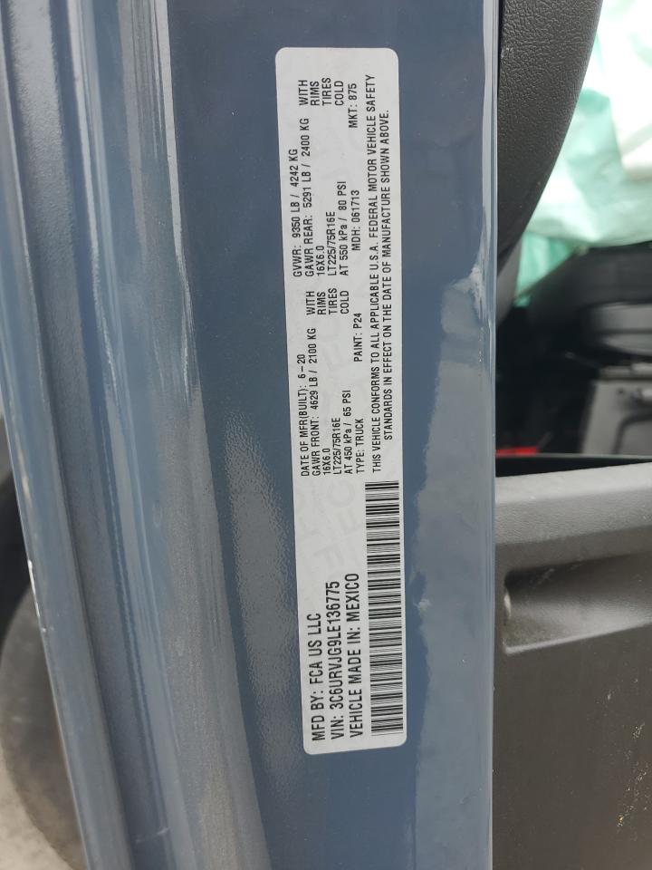 2020 Ram Promaster 3500 3500 High VIN: 3C6URVJG9LE136775 Lot: 81614815