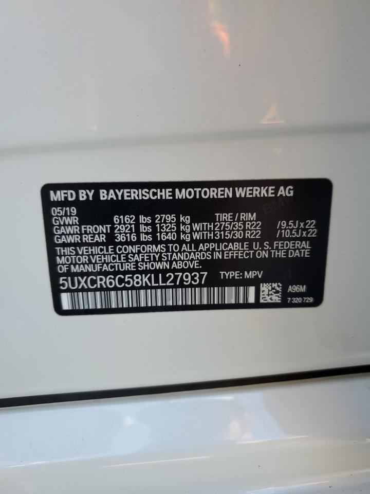 2019 BMW X5 xDrive40I VIN: 5UXCR6C58KLL27937 Lot: 80826645