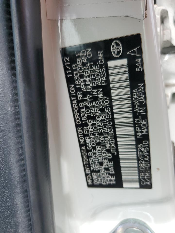 2012 Toyota Prius C VIN: JTDKDTB37C1525707 Lot: 81075825