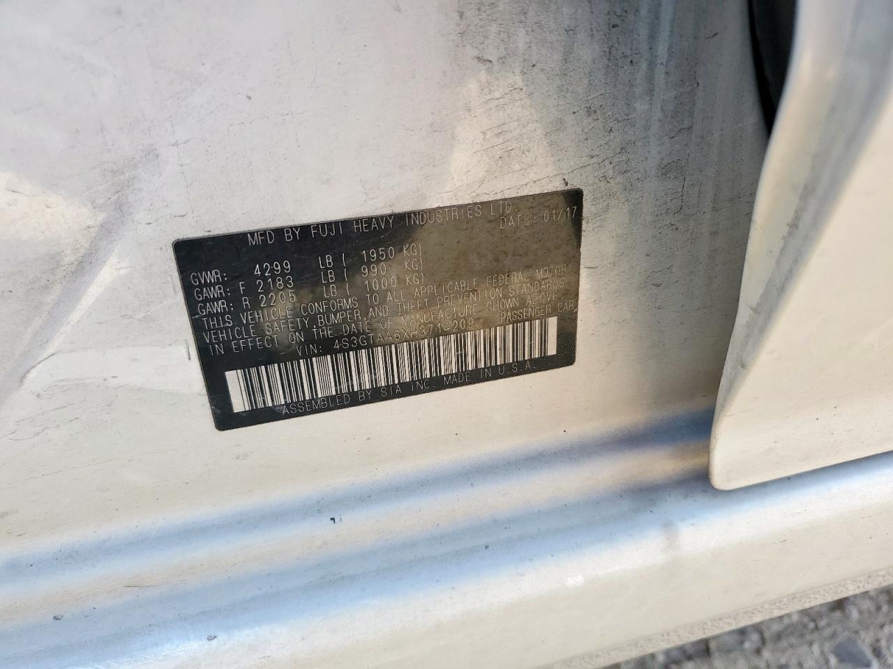 2017 Subaru Impreza VIN: 4S3GTAA6XH3714209 Lot: 84472945