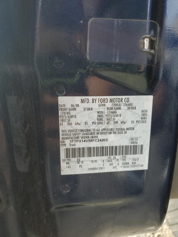 2008 Ford F150 VIN: 1FTPX14V58FC24203 Lot: 71434745