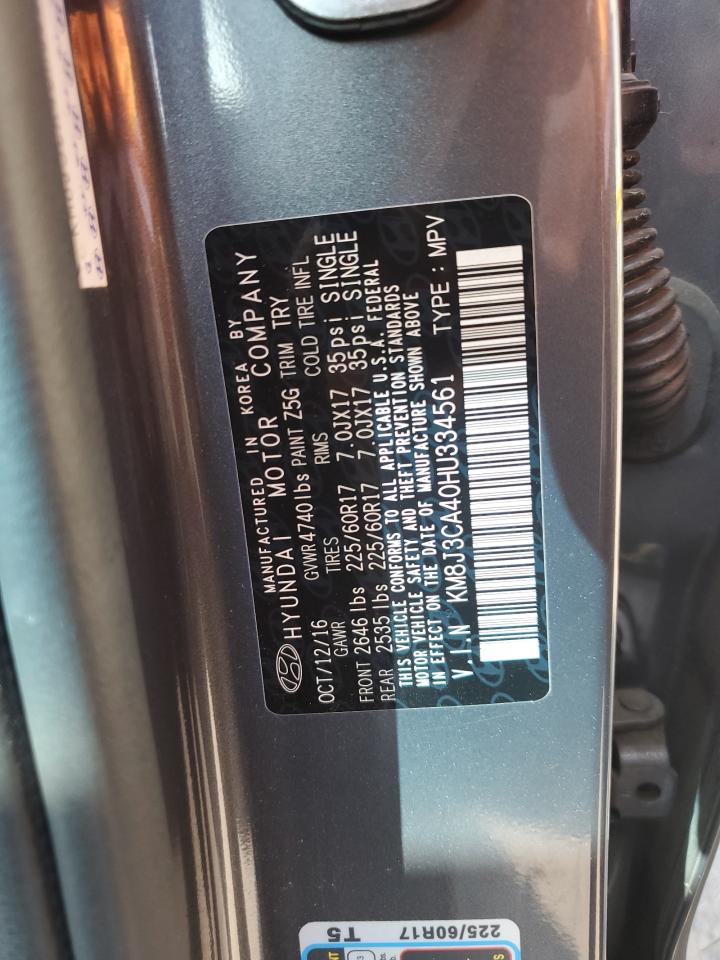 2017 Hyundai Tucson Limited VIN: KM8J3CA40HU334561 Lot: 80670575