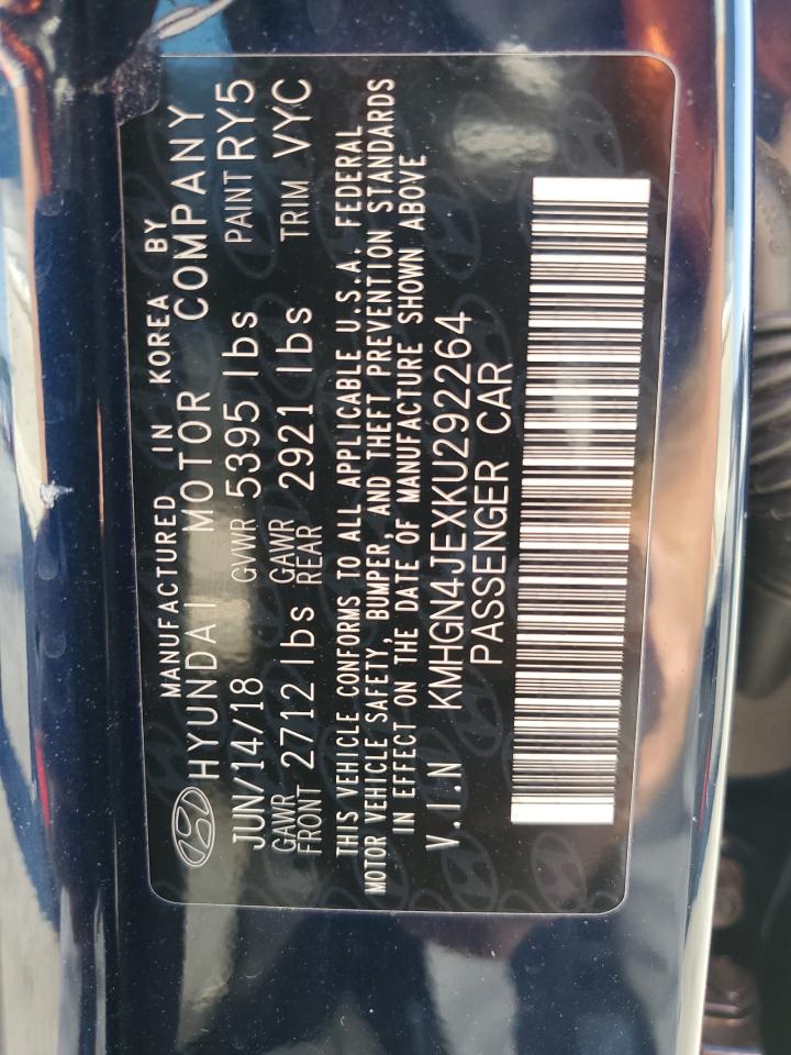 2019 Genesis G80 Base VIN: KMHGN4JEXKU292264 Lot: 71988185