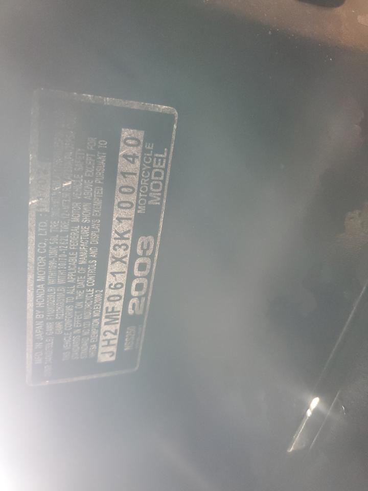 2003 Honda Nss250 VIN: JH2MF061X3K100140 Lot: 71834155