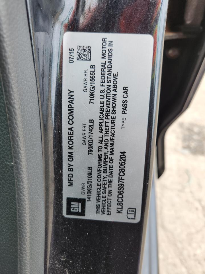 2015 Chevrolet Spark 1Lt VIN: KL8CD6S97FC805204 Lot: 83954725