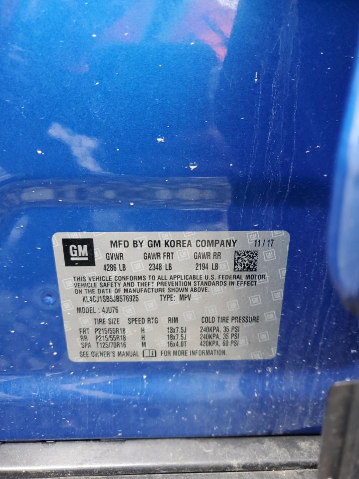 2018 Buick Encore Sport Touring VIN: KL4CJ1SB5JB576925 Lot: 81724885