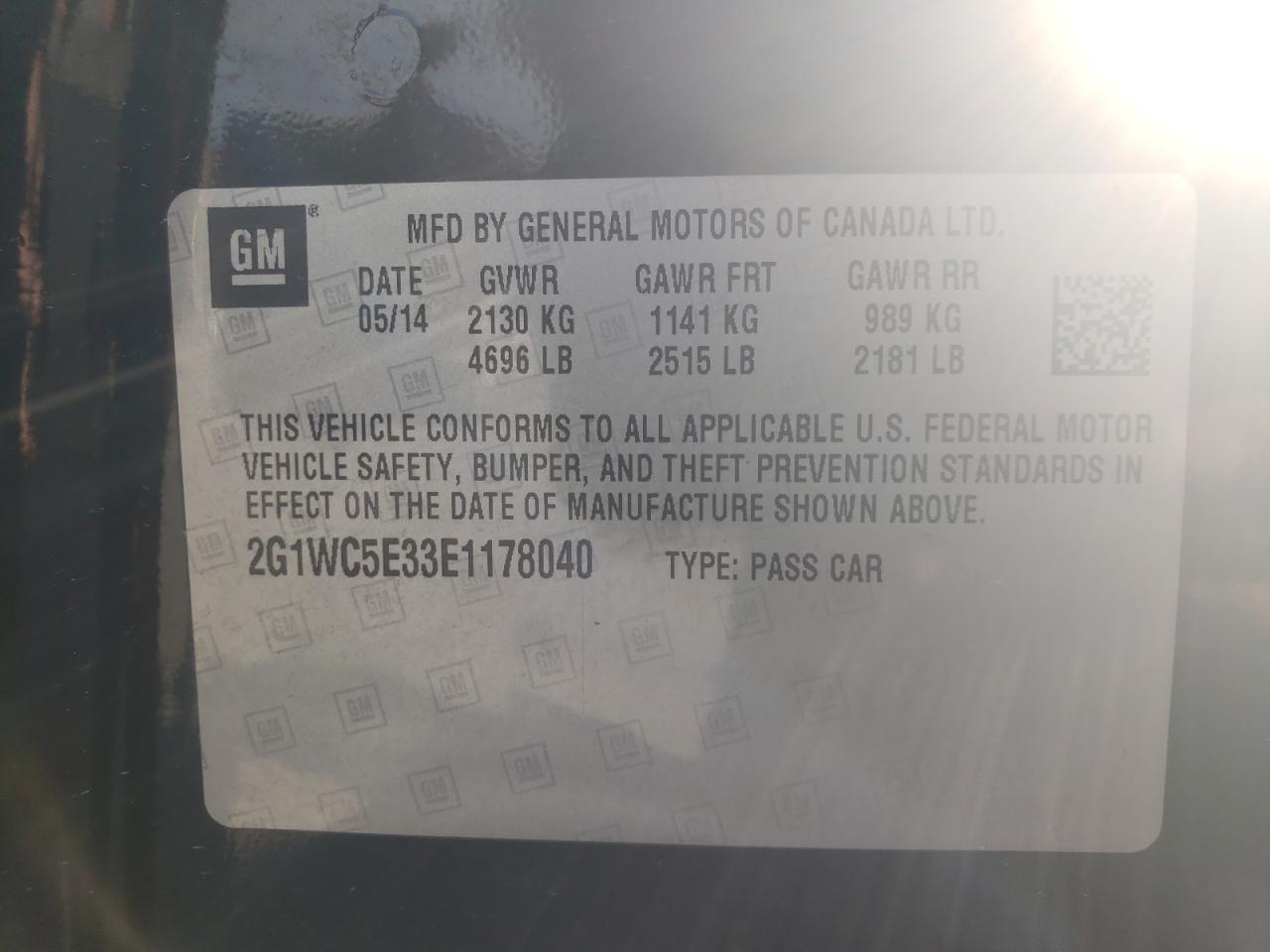 2014 Chevrolet Impala Limited Ltz VIN: 2G1WC5E33E1178040 Lot: 71536655