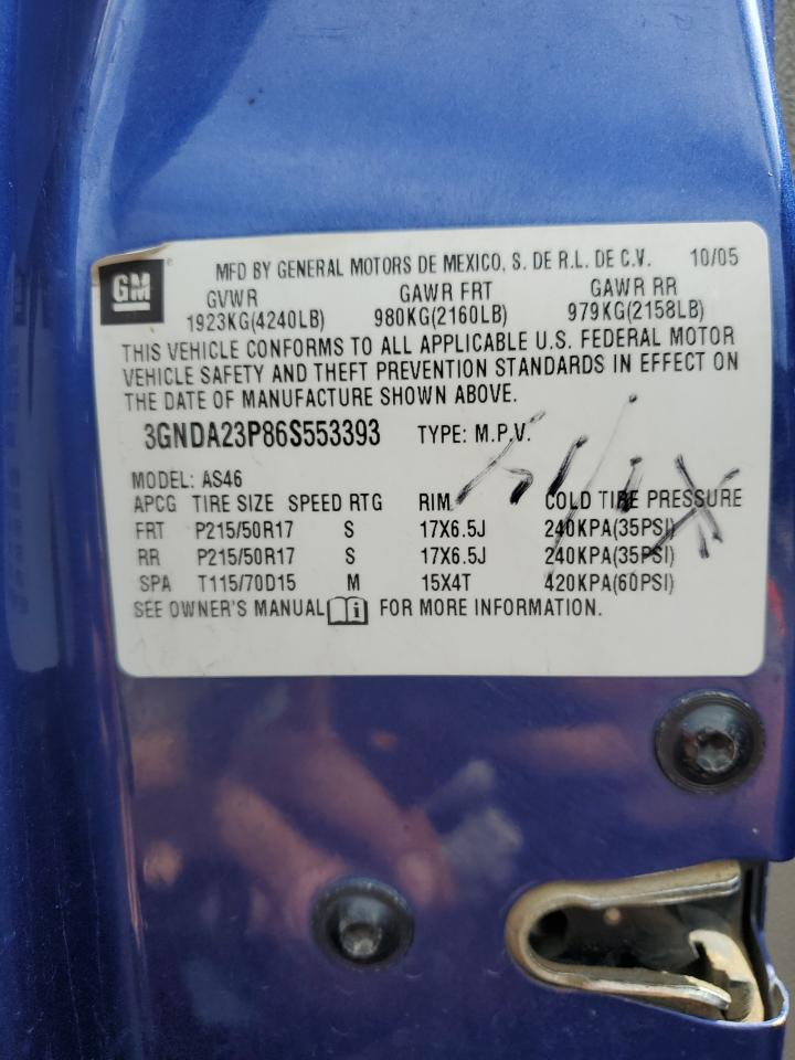 2006 Chevrolet Hhr Lt VIN: 3GNDA23P86S553393 Lot: 81612345