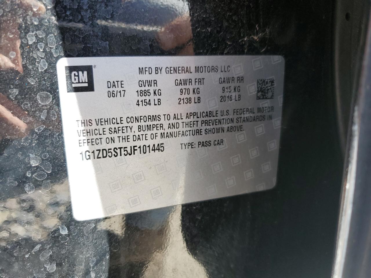 2018 Chevrolet Malibu Lt VIN: 1G1ZD5ST5JF101445 Lot: 84000765