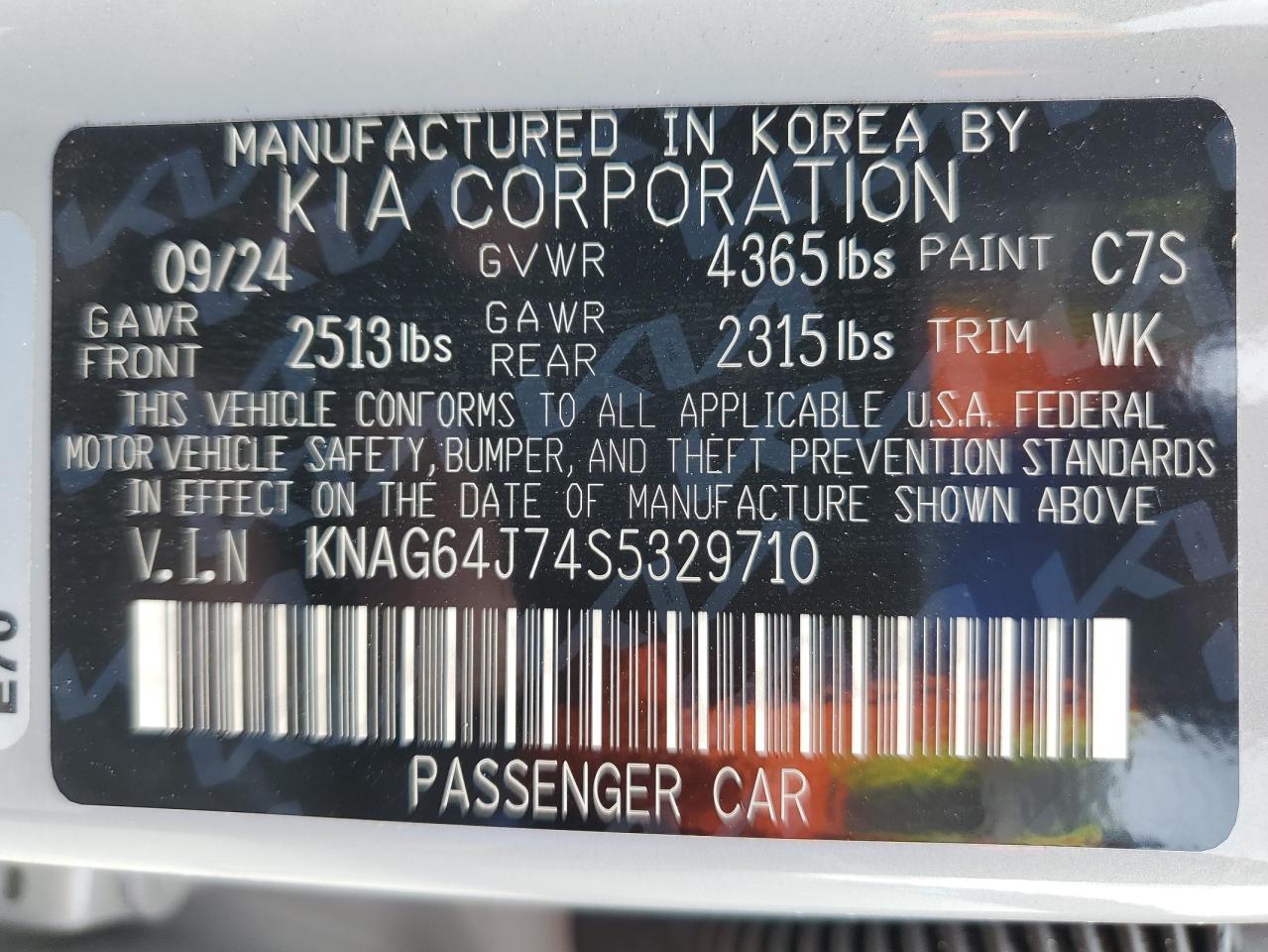 2025 Kia K5 Gt Line VIN: KNAG64J74S5329710 Lot: 81286435