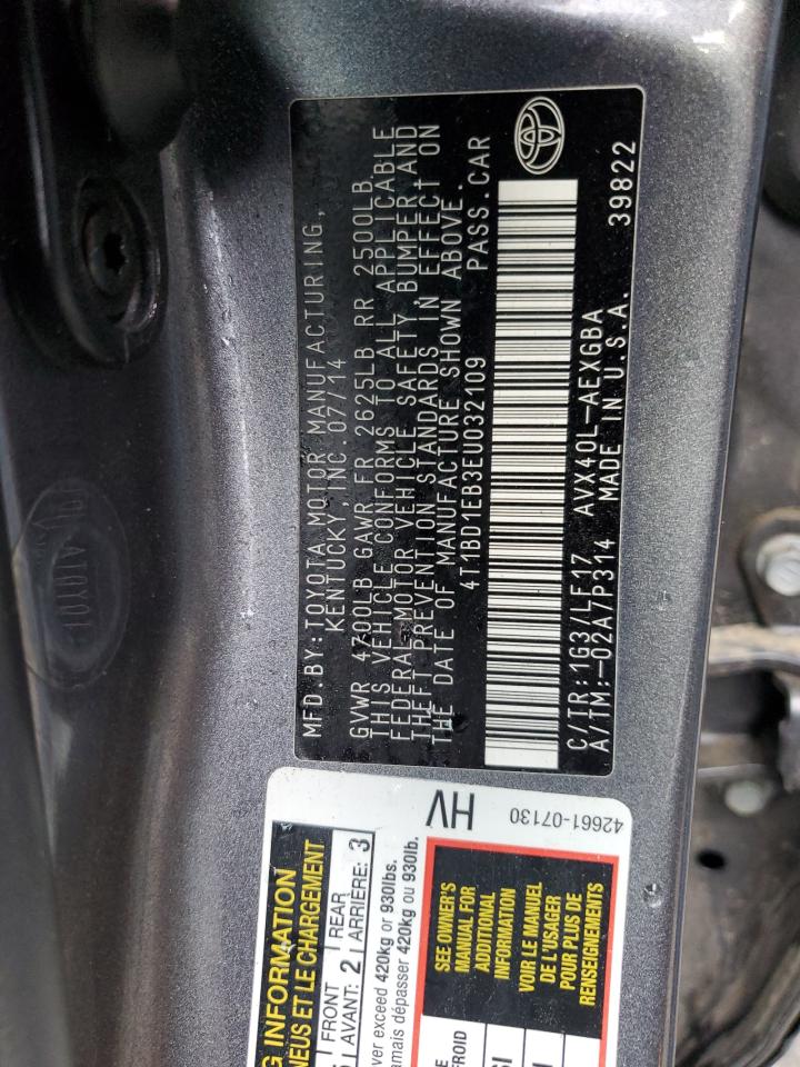 2014 Toyota Avalon Hybrid VIN: 4T1BD1EB3EU032109 Lot: 82091695