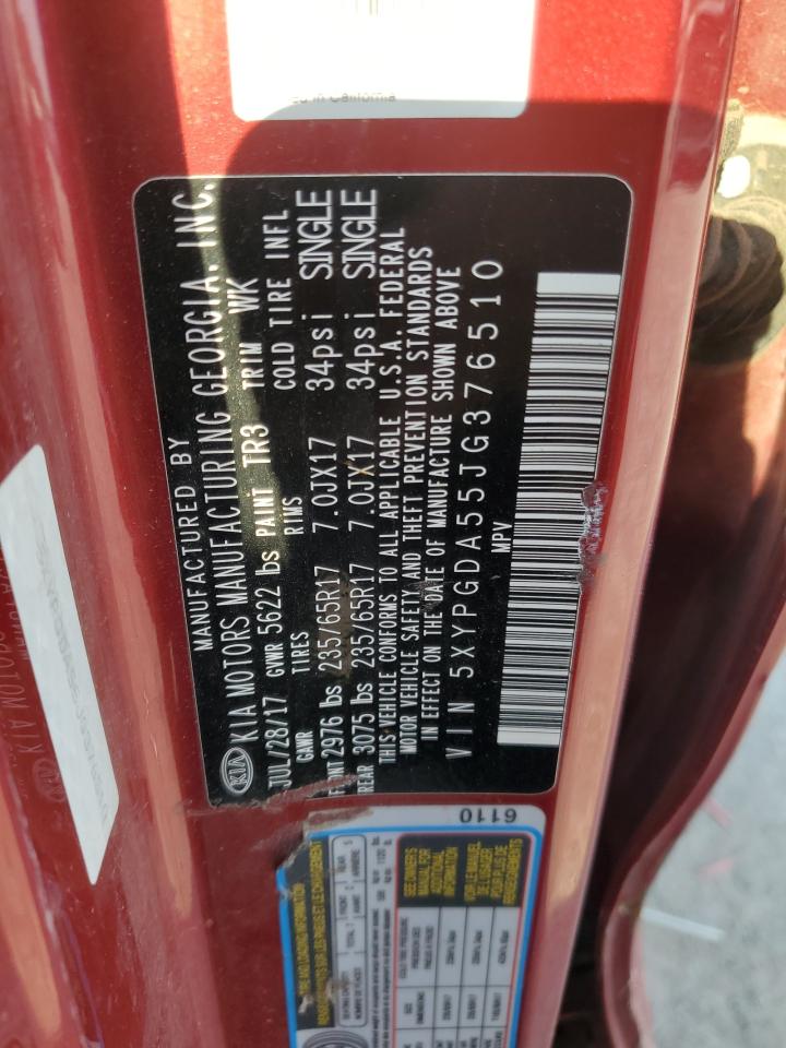 2018 Kia Sorento Lx VIN: 5XYPGDA55JG376510 Lot: 80484195