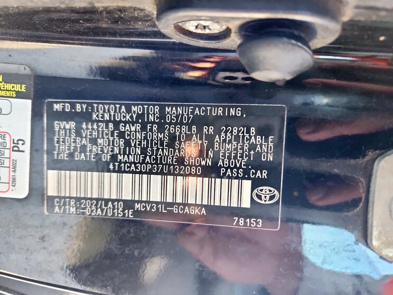 2007 Toyota Camry Solara Se VIN: 4T1CA30P37U132080 Lot: 71894555