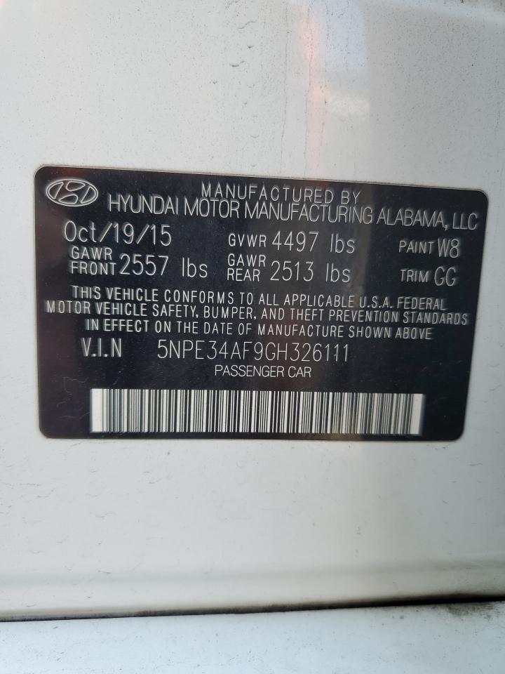 2016 Hyundai Sonata Sport VIN: 5NPE34AF9GH326111 Lot: 81072485