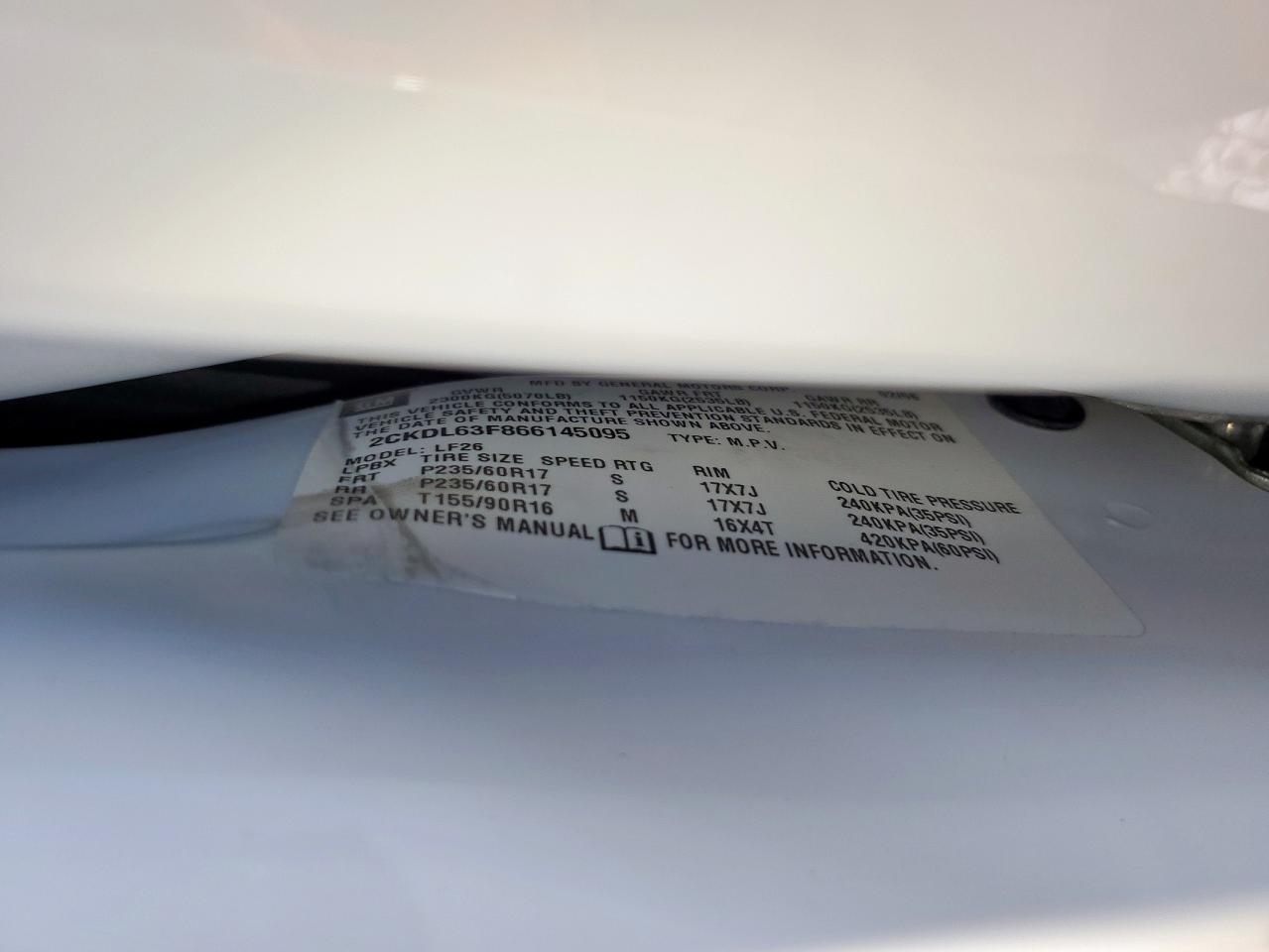 2006 Pontiac Torrent VIN: 2CKDL63F866145095 Lot: 81833705