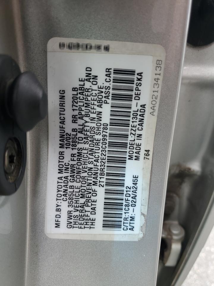 2003 Toyota Corolla Ce VIN: 2T1BR32E23C099780 Lot: 71352405