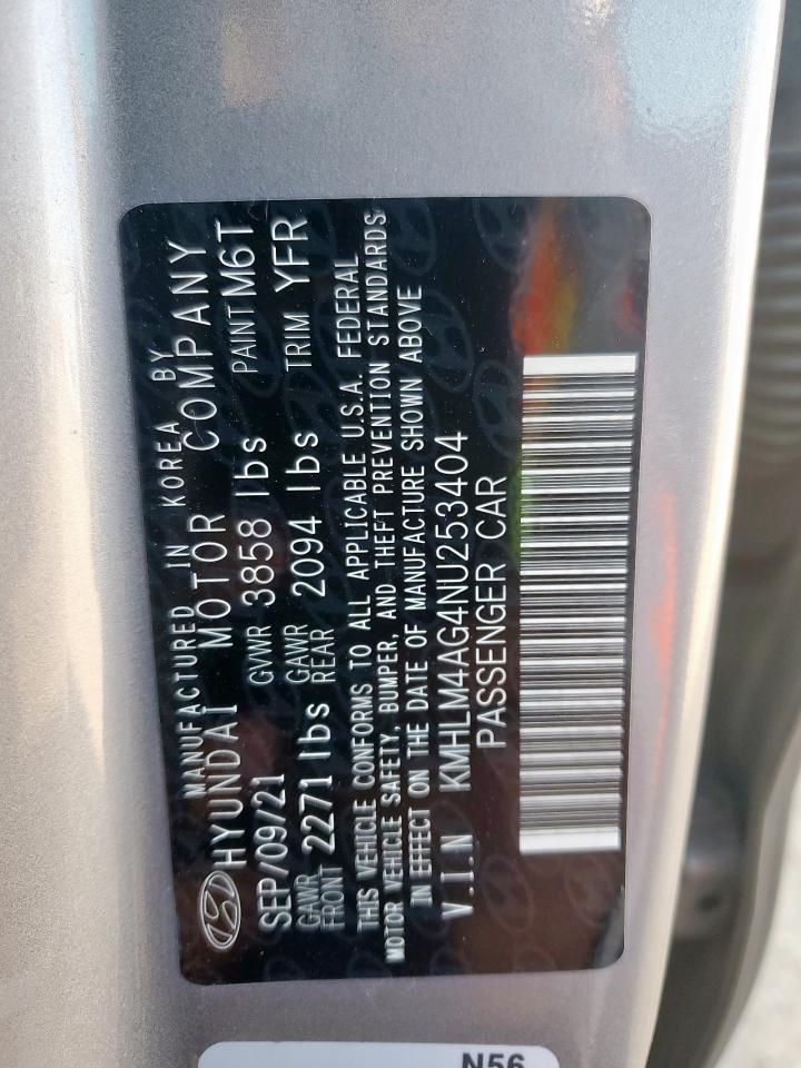 2022 Hyundai Elantra Sel VIN: KMHLM4AG4NU253404 Lot: 80006765