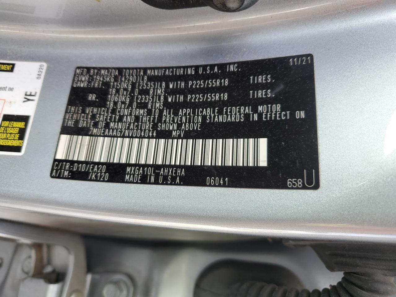 2022 Toyota Corolla Cross Xle VIN: 7MUEAAAG7NV004044 Lot: 71435685