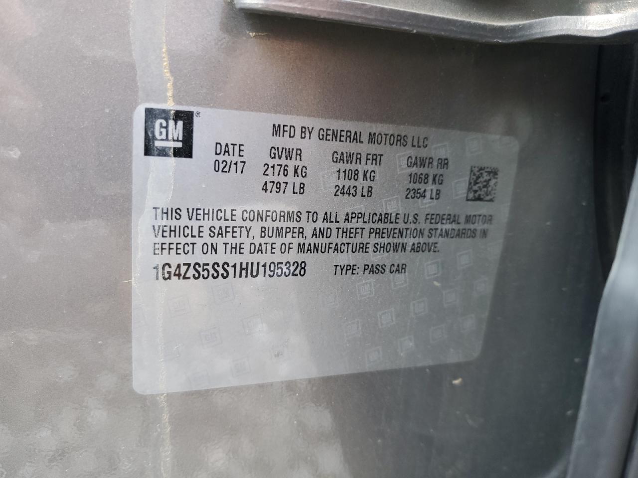 2017 Buick Lacrosse Premium VIN: 1G4ZS5SS1HU195328 Lot: 84014065