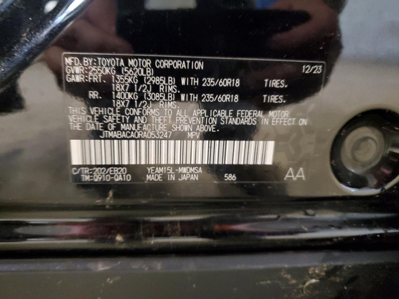 2024 Toyota Bz4X Xle VIN: JTMABACA0RA053247 Lot: 80018965