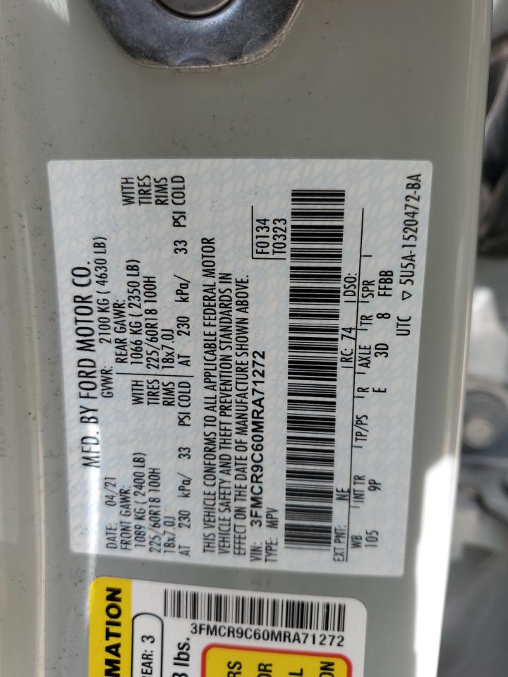 2021 Ford Bronco Sport Outer Banks VIN: 3FMCR9C60MRA71272 Lot: 71825865