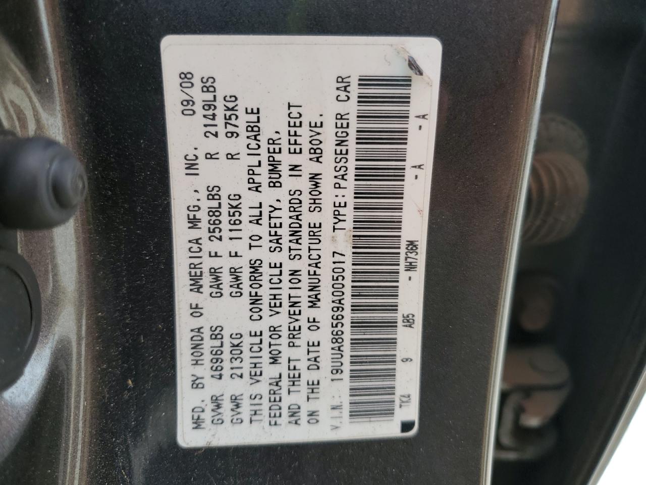 2009 Acura Tl VIN: 19UUA86569A005017 Lot: 84755755