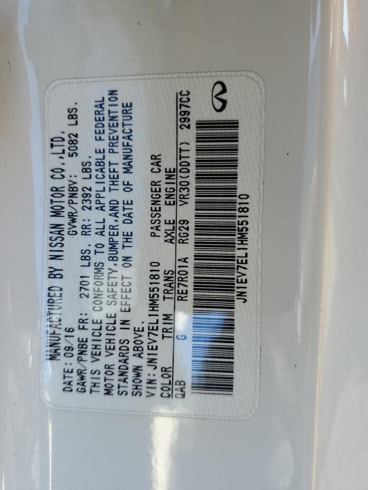 2017 Infiniti Q60 Premium VIN: JN1EV7EL1HM551810 Lot: 71084235