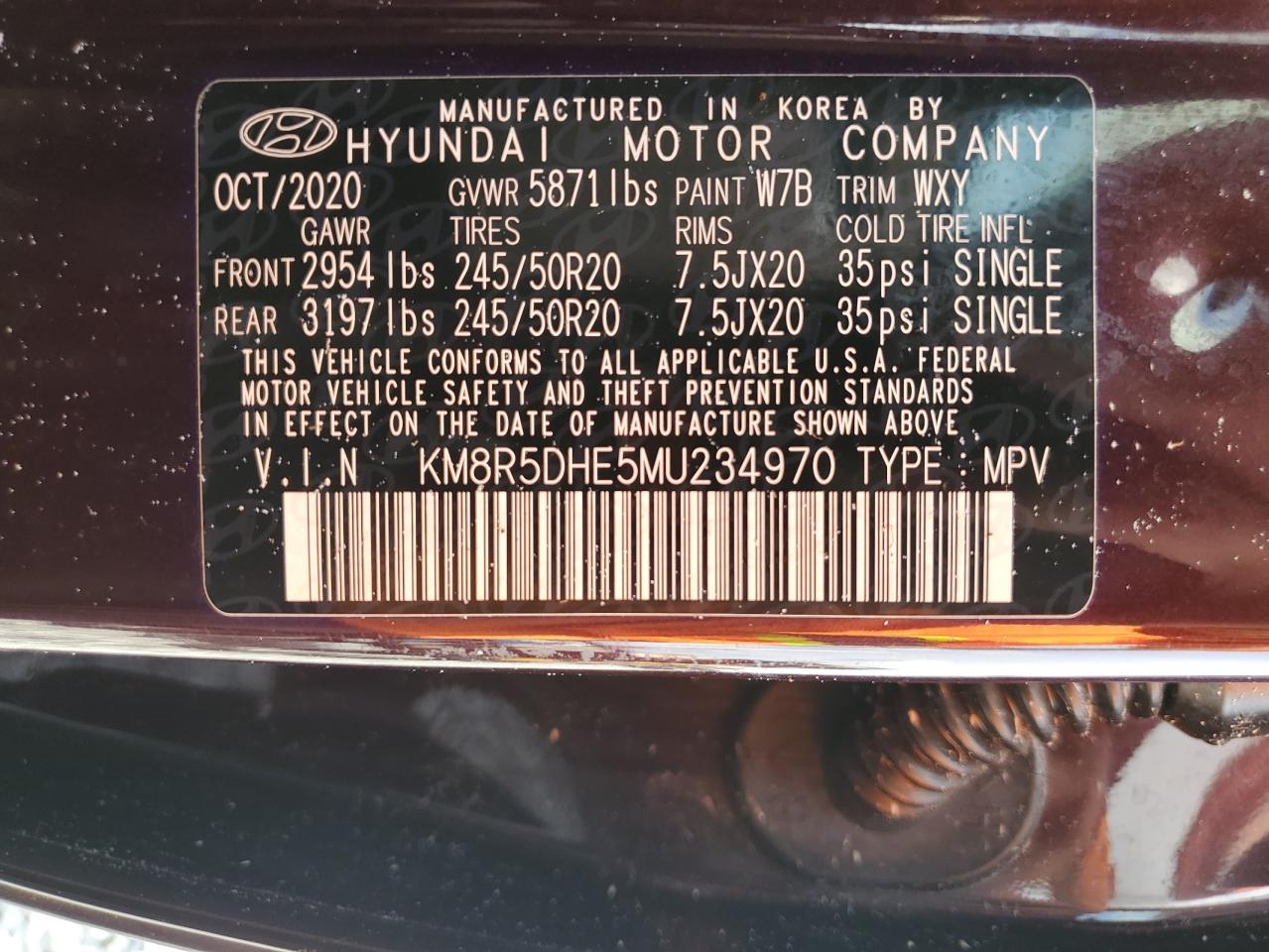 2021 Hyundai Palisade Limited VIN: KM8R5DHE5MU234970 Lot: 83810615