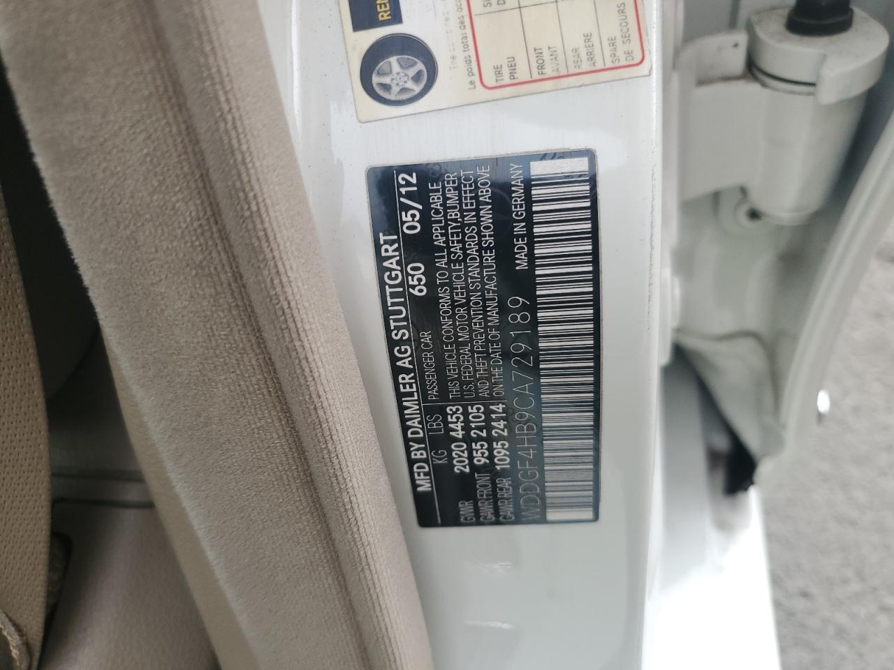 2012 Mercedes-Benz C 250 VIN: WDDGF4HB9CA729189 Lot: 84050635