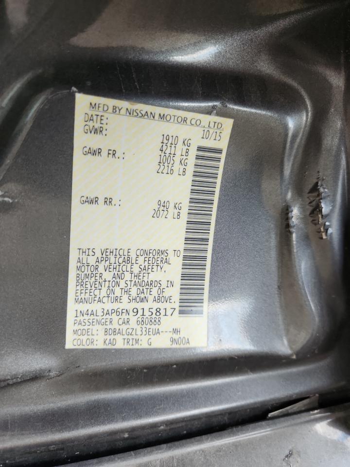 2015 Nissan Altima 2.5 VIN: 1N4AL3AP6FN915817 Lot: 84209565