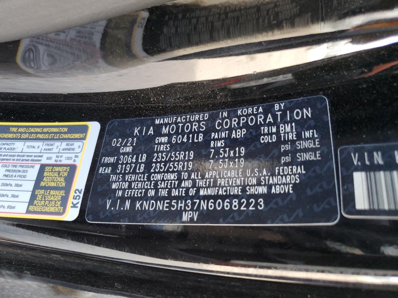 2022 Kia Carnival Sx Prestige VIN: KNDNE5H37N6068223 Lot: 81912475