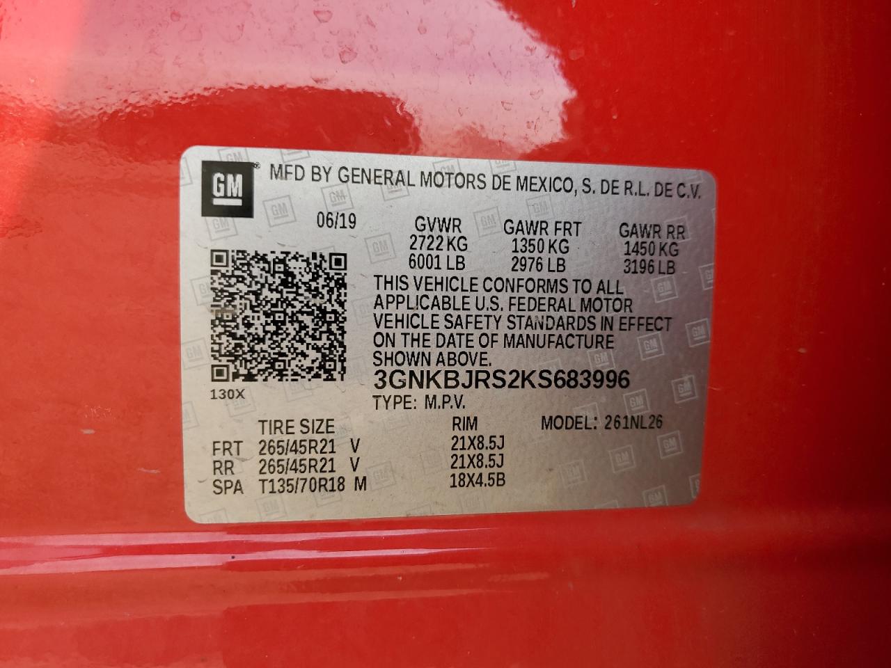 2019 Chevrolet Blazer Rs VIN: 3GNKBJRS2KS683996 Lot: 80647255