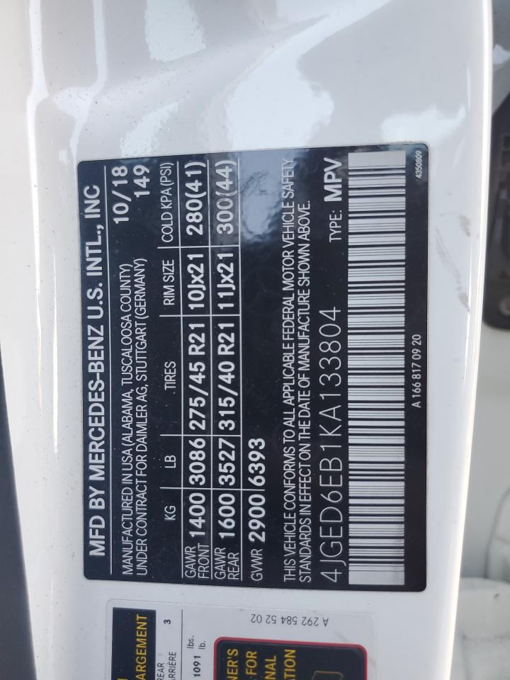 2019 Mercedes-Benz Gle Coupe 43 Amg VIN: 4JGED6EB1KA133804 Lot: 81119695