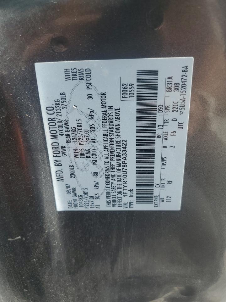 2008 Ford Ranger Xlt R VIN: 1FTYR10U78PA33422 Lot: 80311625